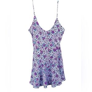 Free People Purple Floral Mini Boho Slip Dress